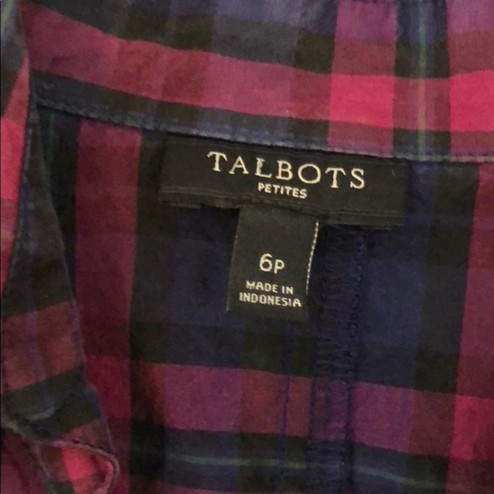 Women's Plaid Long Sleeve Shirt Talbots 6P Petite - Picture 2 of 3